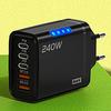 240W 5 Port GaN Fast Charging Adapter USB C PD QC3.0 Charger Portable for International Travel Multi Electronics Charging