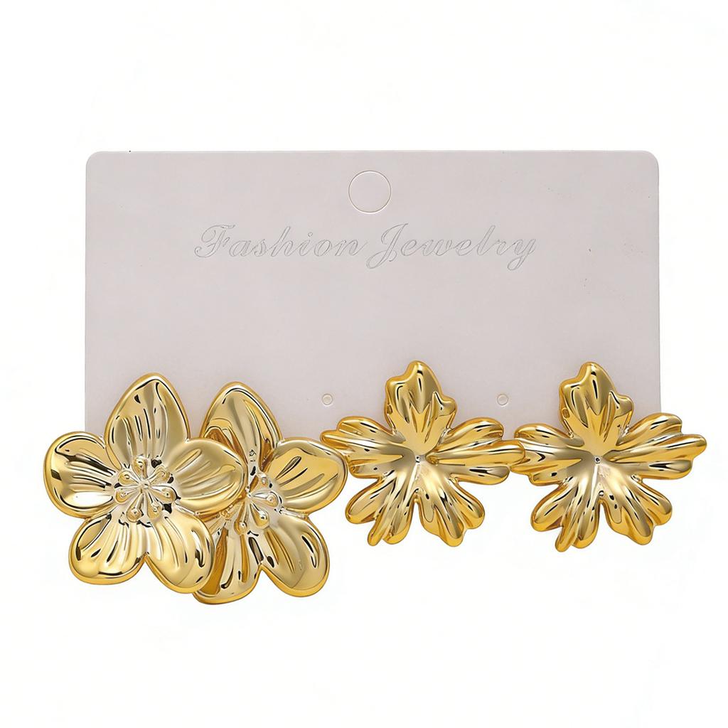 Popular retro gold flower earrings women's simple sun flower stud earrings ear jewelry