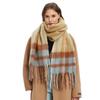 Tassel Fringe Plaid Wrap Soft Knit Long Scarf Elegant Winter Scarf  For Unisex