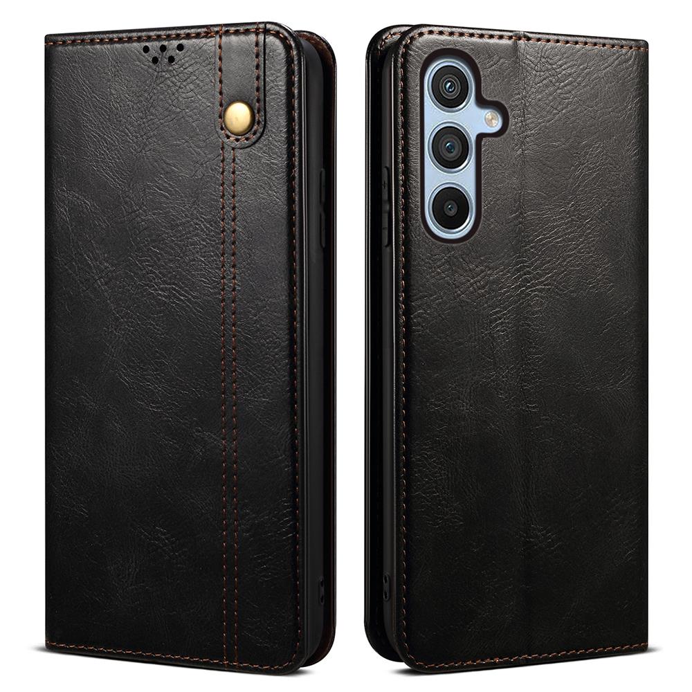 For Samsung Galaxy A24 4G (162.1 x 77.6 x 8.3mm) PU Leather Flip Protective Case Waxy Crazy Horse Texture Stand Wallet Cover