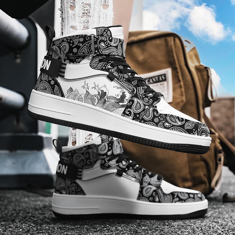 Scarpe Sportive Stampate da Uomo Stile Street da Donna Unisex Scarpe Sneakers da Corsa Studenti Scarpe Oversize per Coppia High Top