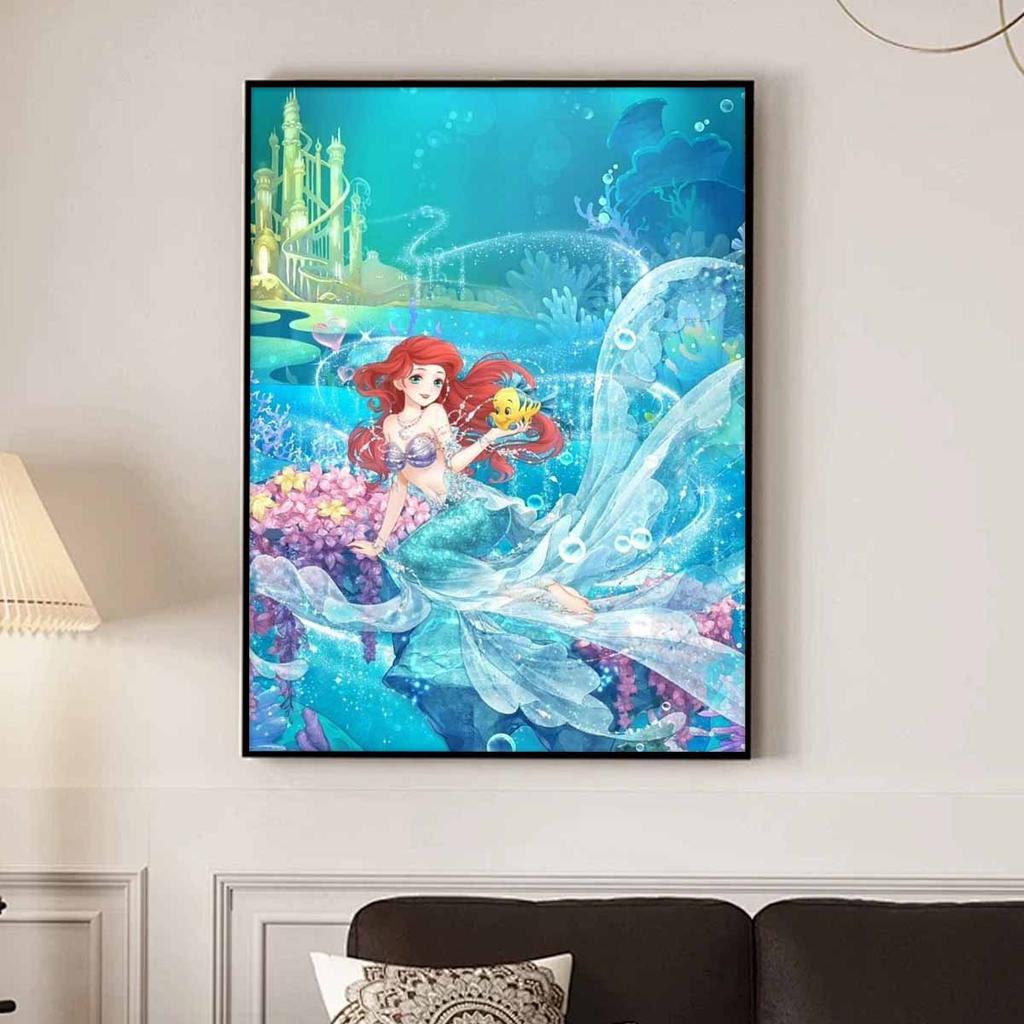 5D Diy Diamond Painting Lovely Mermaids and Little Fish Full Drill Rhinestones Mosaic Embroidery Handmade Products Home Decor Gift