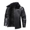 Men's Winter Solid Color Plus Velvet Leather Jacket Men's Casual Jacket