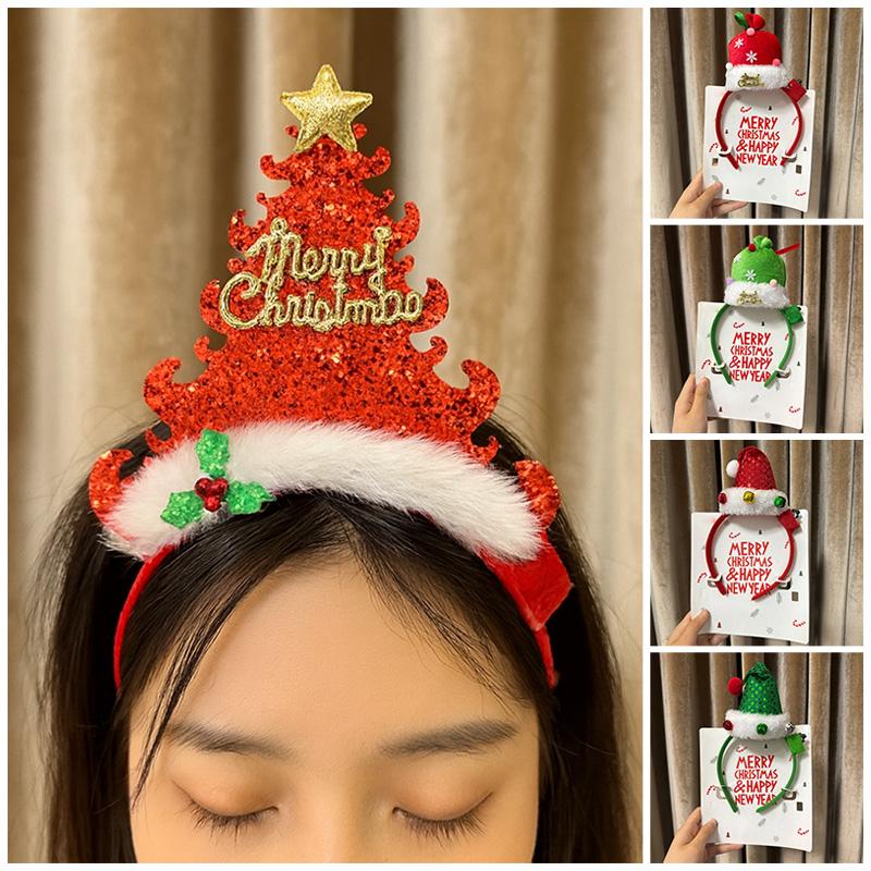 Christmas Hair Hoop Christmas Decoration 2025 Hairband Headband Glowing Hair Pins Christmas Gift for Girls Boys Navidad
