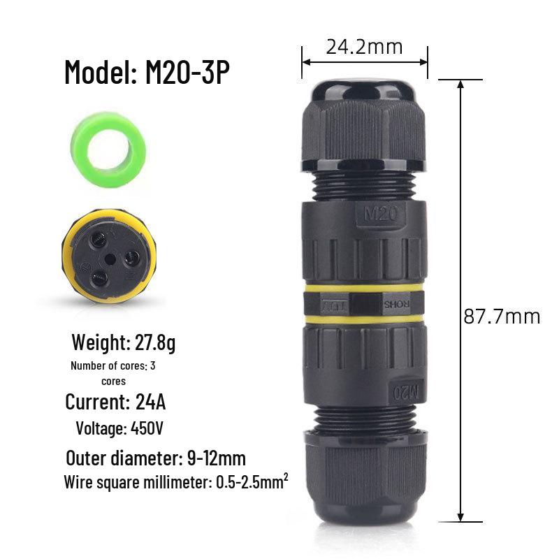 IP68 M20 Outdoor Waterproof Connector for Street Lights - 3-Core & 4-Core Cable Compatible
