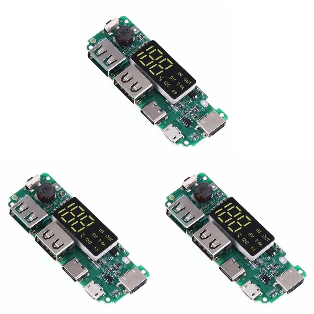 LED Dual USB 5V 2.4A Micro/Type-C USB Mobile Power Bank 18650 Charging Module Lithium Battery Charger Board Circuit Protection