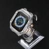 Silicone Strap+ Transparent Case for Apple Watch ultra2 49mm 44mm 45mm Sport Band Bezel for iwatch series 9 8 7 SE 6 5 4 Mod Kit
