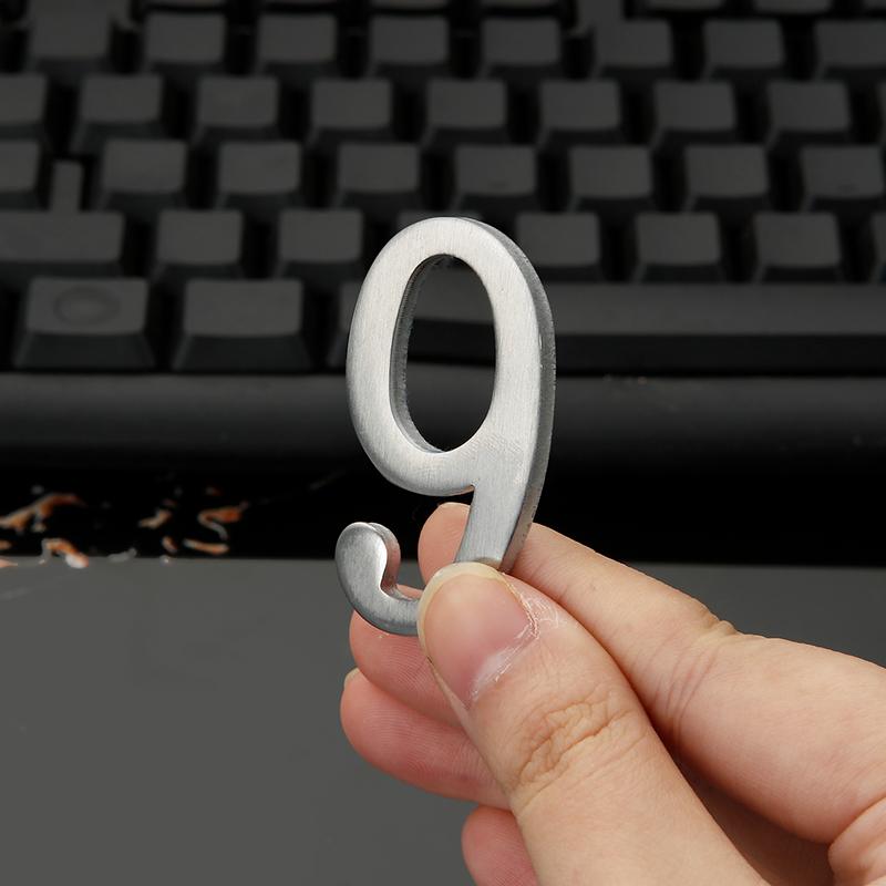 Aluminum Alloy Door Number with Backing Adhesive 5*3cm Silver House Number Apartment Door Number for Outdoor Hotel Home Mailbox