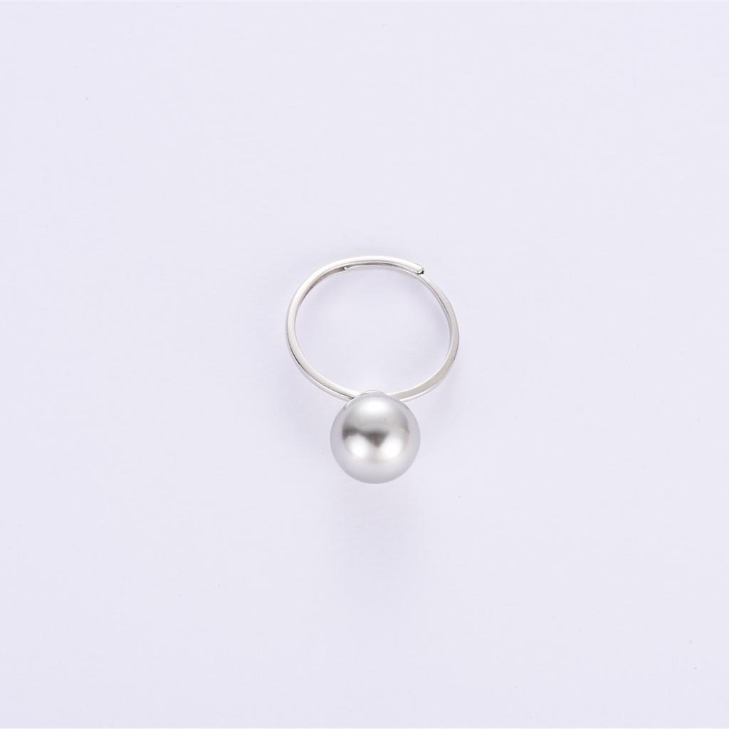 Earrings High Quality Version Silver Grey White Pearl Ring S925 Sterling Silver Wind Opening Ring Women
