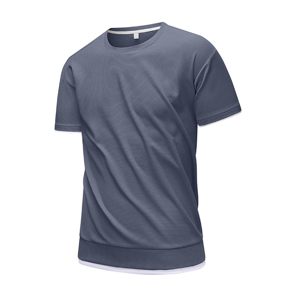 Men's Summer Men's Half Short Sleeve T-shirt Casual Fake Two-piece Top