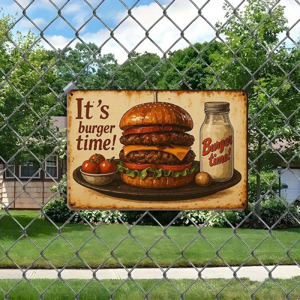 """Es ist Burger-Zeit!"""""" Metallschild - 30,48 x 20,32 cm Retro Küche & Bar Dekor"""