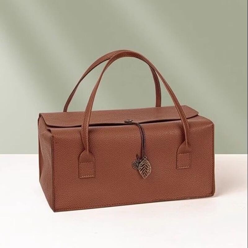 Шанци Большая коричневая металлическая портативная подарочная коробка для вина 38x22x17cm