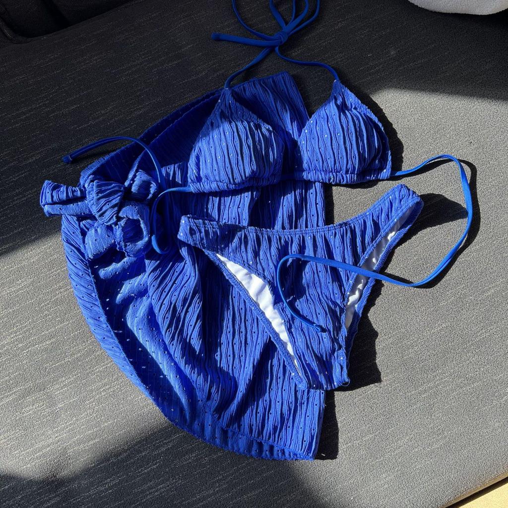 2025 European & American Backless Three-Piece Tie-Up Swimsuit