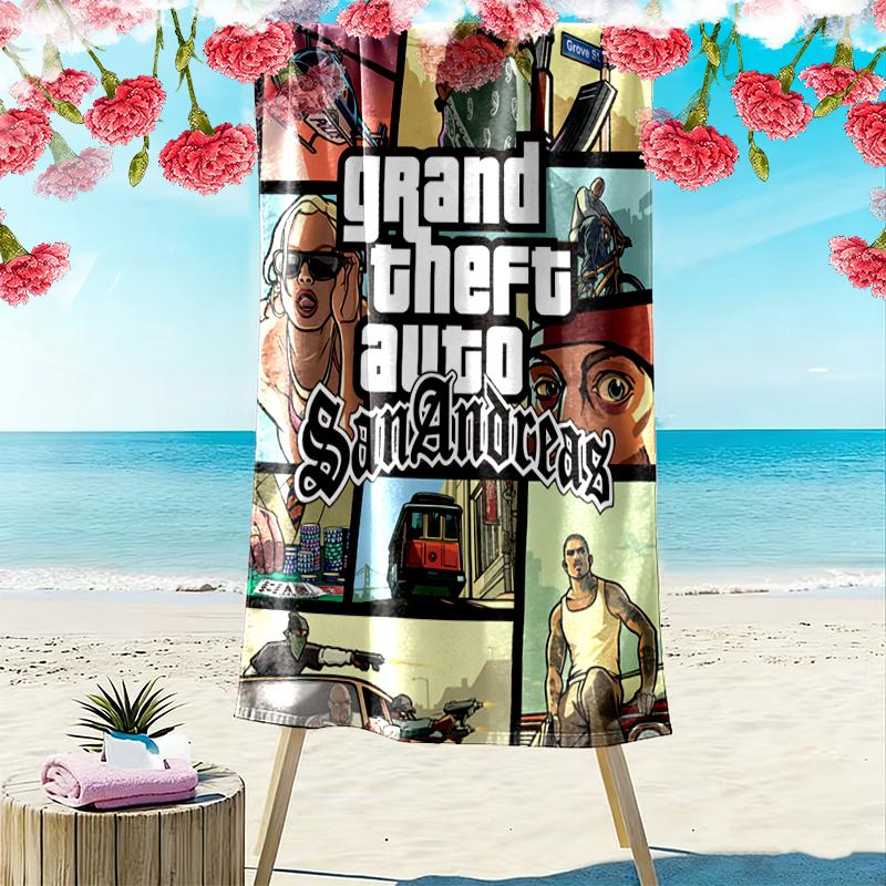 Asciugamano da Spiaggia Grand-Theft-Auto, Asciugamano Grande Morbido Asciugatura Rapida per Spiaggia Campeggio Nuoto