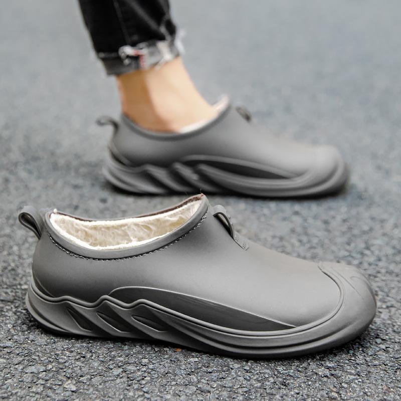 Fashion Low-top Shallow-mouth Men's Rain Shoes Men's One-pedal Water Shoes Rubber Shoes Rainy Day Versatile Men's Wading Shoes