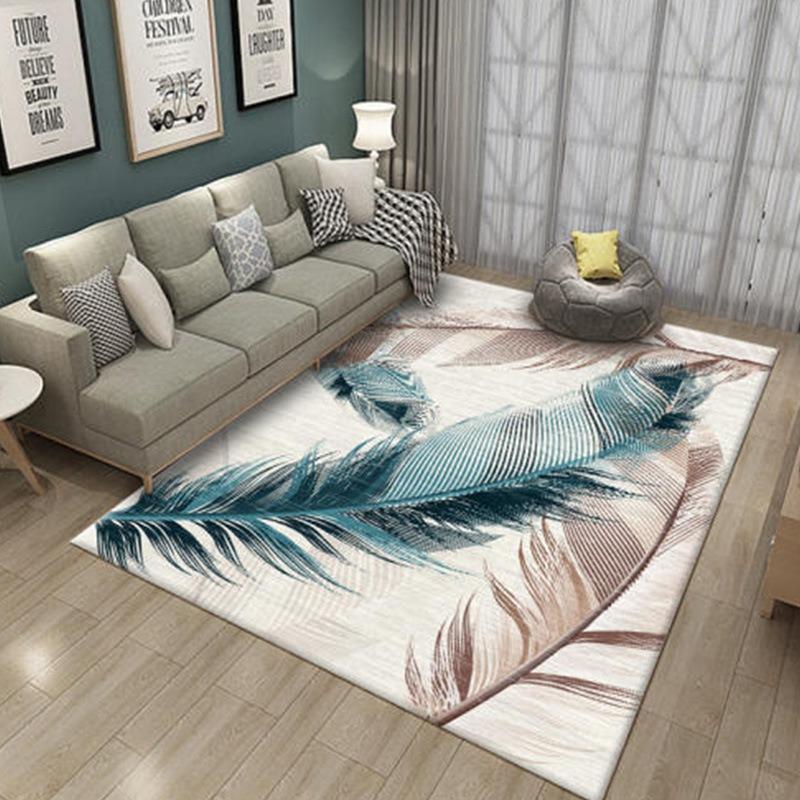 Nordic Modern Minimalist Abstract Living Room Carpet Feather Print Coffee Table Mat Home Bedroom Bedside Carpet Fully Covered