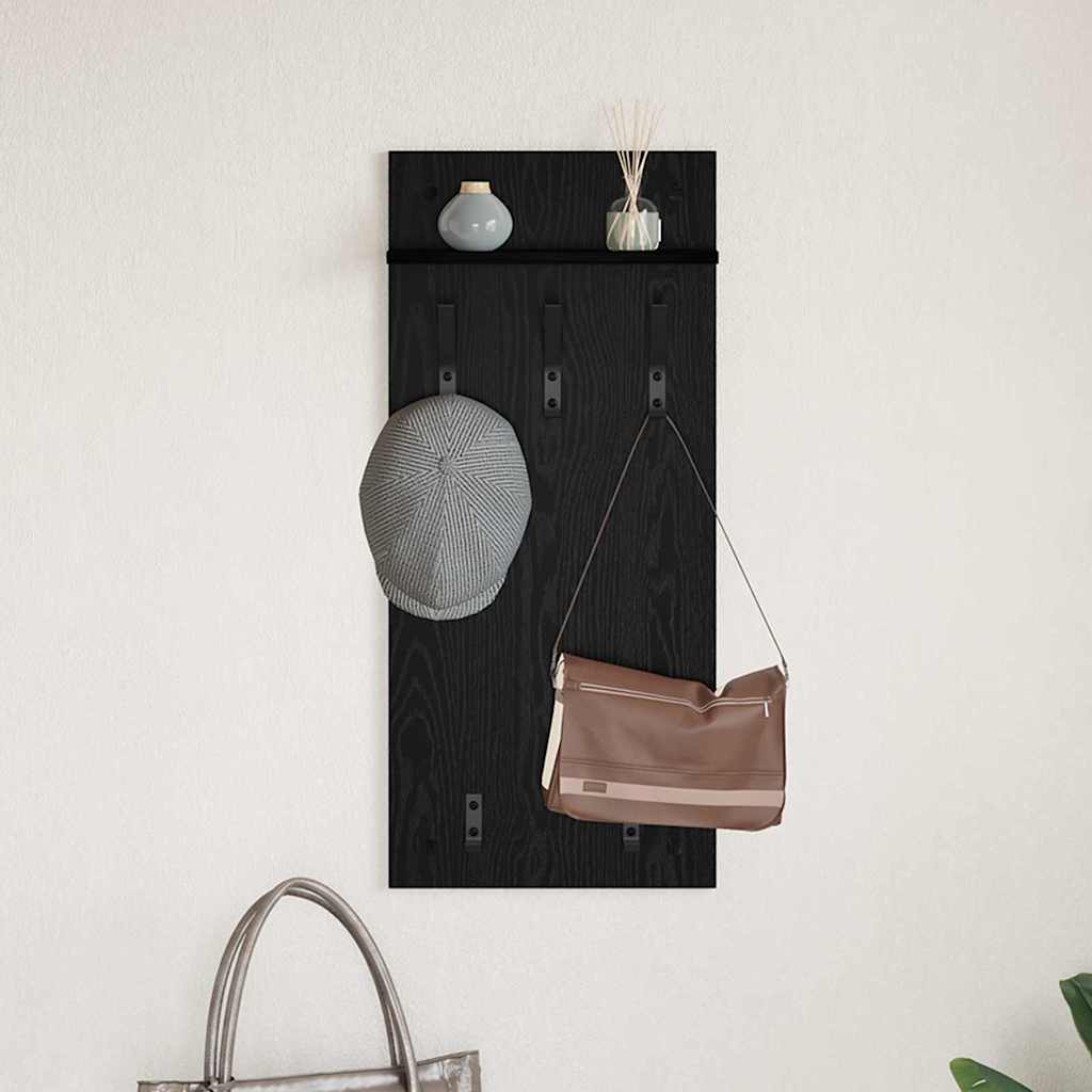 Wall Mounted Nightstand Black Oak Effect 40 x 10 x 90 cm