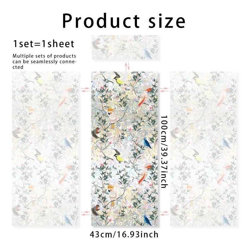 Double-sided Rainbow Design Static Window Privacy Film Colorful Stained Glass Window Film for Privacy Sun Blocking for Windows