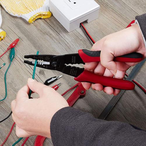 Professional All-Purpose Electrician's Pliers, Crimping Tool for Insulated Terminals, Bullet Terminals, and Bare Terminals
