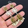 925 Sterling Silver Pear Green Amethyst Gemstone Dangling Wife Earrings Jewelry