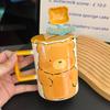 Cute Cartoon Three-Dimensional Bear Rabbit Ceramic Mug With Lid Spoon High-Value Office Coffee Cup Souvenir