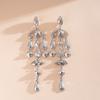 Cercei cu Tassel Argintiu pentru Ochi Ovali Metal Vintage Vânt Exagerați Stud