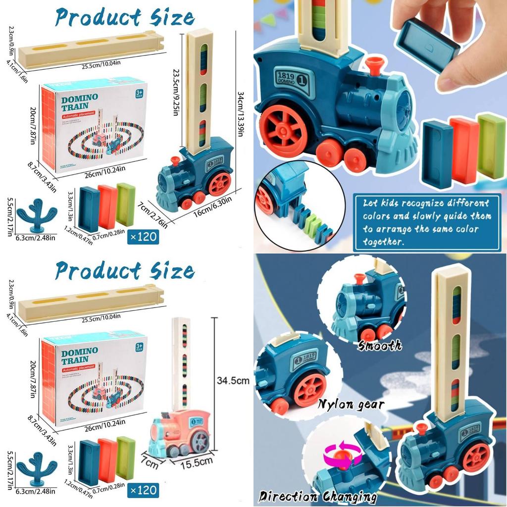 Multicolored Domino Train Set With Sound For Kids Educational Building Toys
