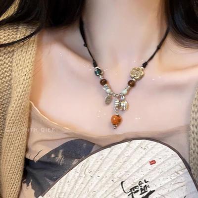 Misty Rain Beads~ National Style Beaded Necklace Women's Summer Zen Style Light Luxury Premium Clavicle Chain Accessories