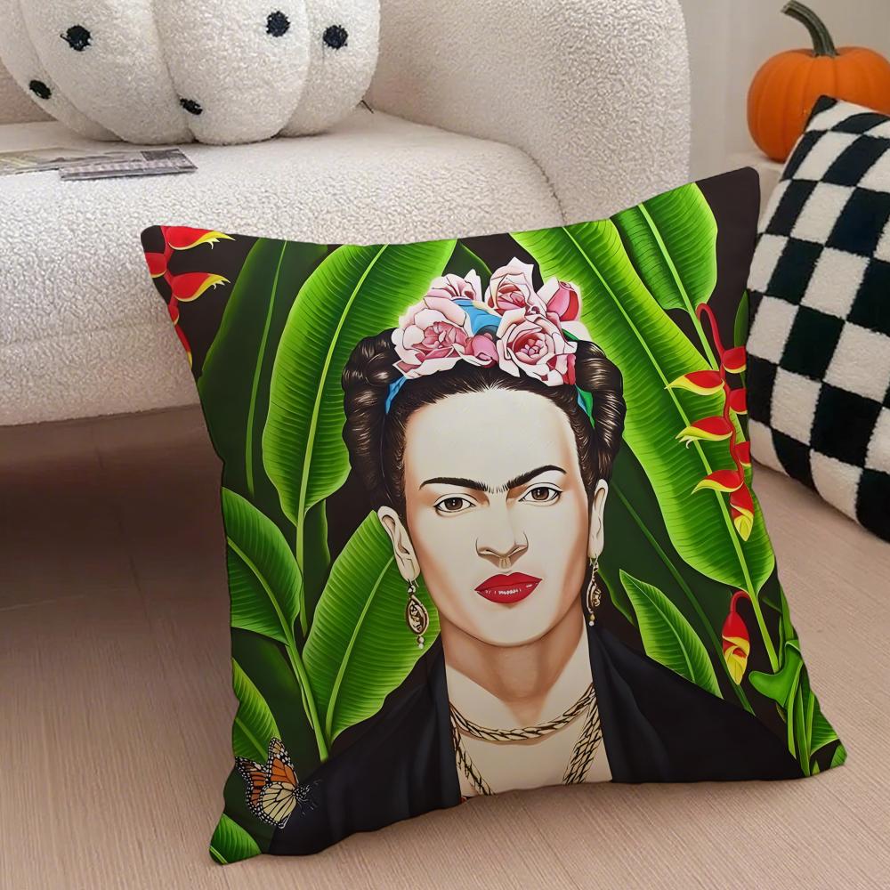 Frida Kahlo Pillow Case Anti-dustmite Pillowcase Invisible zipper silky short plush Sofa cushion cover 12x12Inch