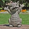 1 Pcs Garden Statue Dragon Meditation Statue Resin Ornament Dinosaur Shape Sculpture Outdoor Yard Decoration Home Decor