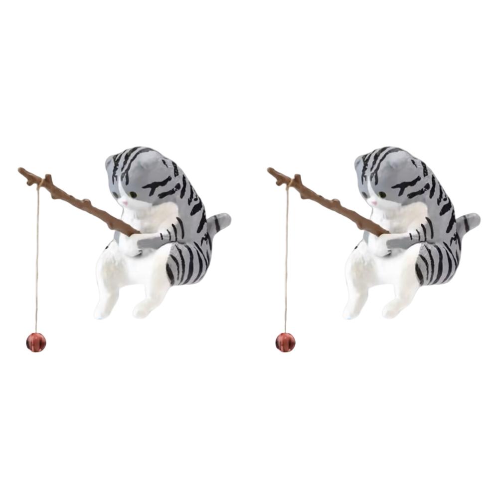 1-5pcs Fishing Cat Ornaments Sitting Fishing Little Cat Statue Fish Landscaping Cartoon Figurine Water Tank Aquarium Decorations