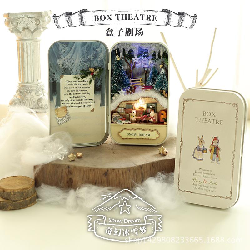 Box Theater Holz Mini Puppenhaus Box Niedlich 3D Puzzle Zusammenbauen Modellbau Zimmer Spielzeug Schlafzimmer Dekorationen Mit Möbeln Geschenke