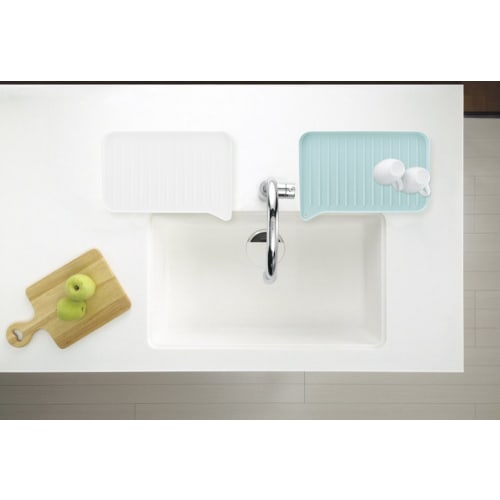 Richell Silicone Draining Tray, White, Shelly, 41 x 36.3 x 5.1 cm, Drainage Tray with Stop Valve, Large, Reversible, Antibacterial