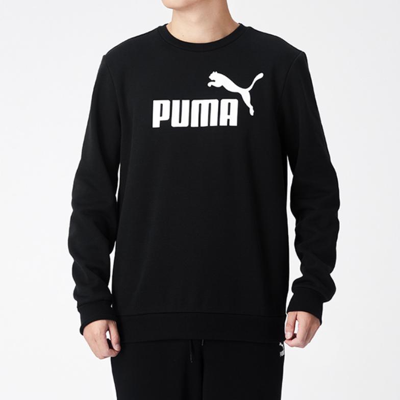 Puma Ess Logo Fleece-Lined Warm Casual Sport Sweatshirt Men Tops Black 586936-01