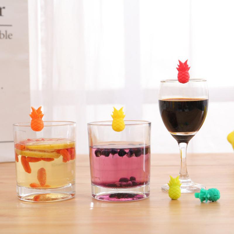 Silicone Pineapple Wine Glass Markers, Set of Six