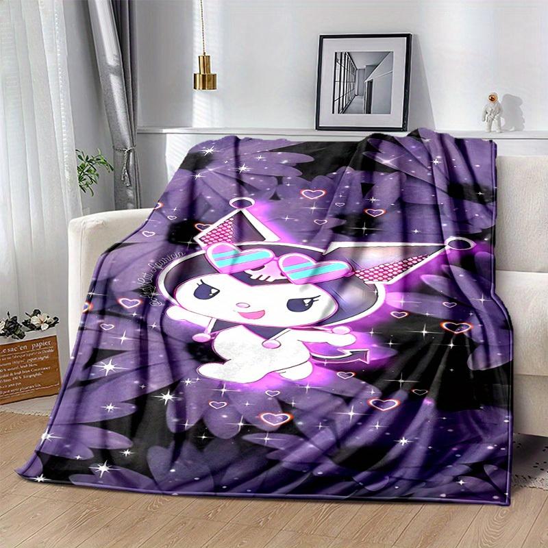 1pc. Cute Cartoon Character Purple Flower Background Blanket - Perfect for Home, Office, Outdoor Use, Gift Idea, Suitable for All Seasonsz041