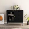 VidaXL Black Buffet 75x35x70 Cm Steel and Tempered Glass