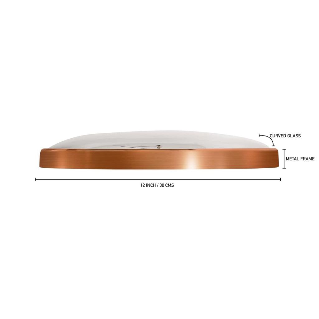 Analog Wall Clock with Sub-Second Dial (12 Inch) (Rosegold, with HD Clear Curved Glass)(Silent Sweep Movement Technology)(Fleet Street in Rose)