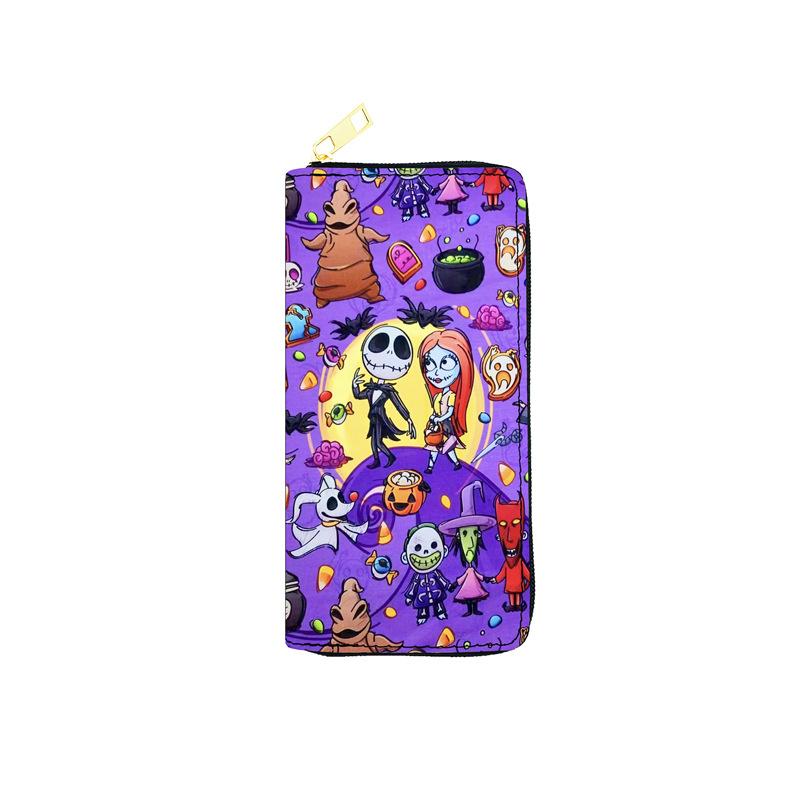 Nightmare Before Christmas PU Wallet Women Long Zipper Clutch Purse Makeup Bag Jack Skellington 3pcs