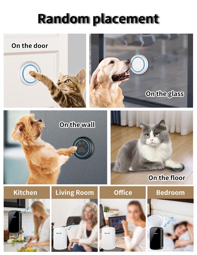 Wireless Waterproof Pet Doorbell for Cats & Dogs - EU, US, UK Specs