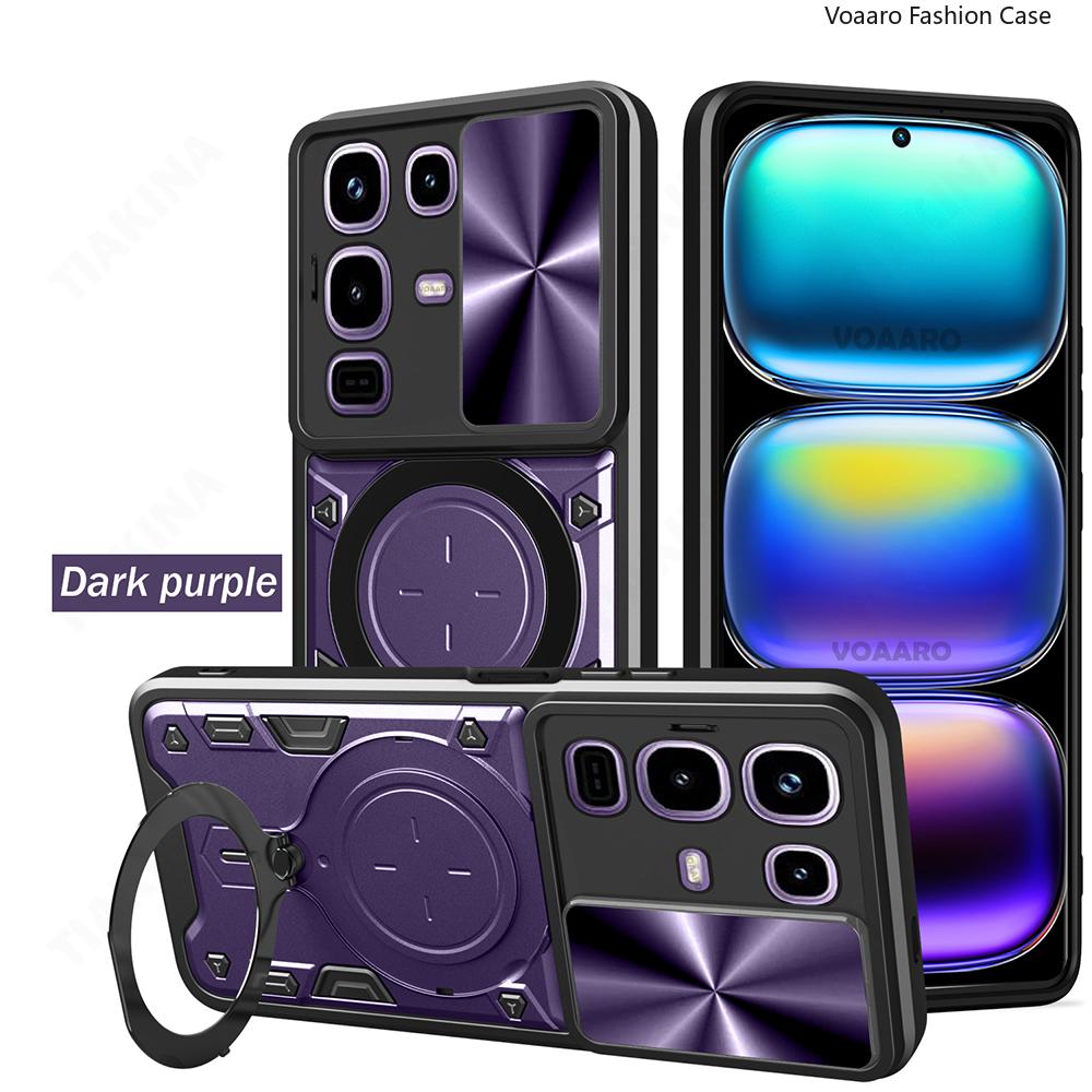 Slide Lens Push Window Armor Funda for Infinix Note 50 Pro 4G Case for Infinix Note 50 4G Case Magnetic Ring Stand Cover