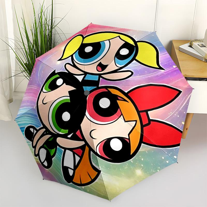 

1pc Powerpuff Girls Automatic Folding Umbrella & Self-Folding Canopy - Heavy-Duty 8-Rib Iron Frameyy251231032