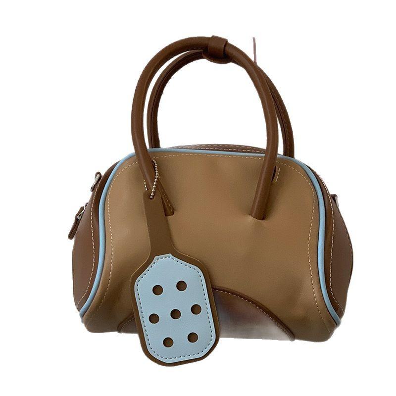 Hand Carry High-end Contrasting Color Baseball Bag Women's 2025 Korean Version of the New Fashion Casual Shoulder Bag Versatile Commuter Women's Bag