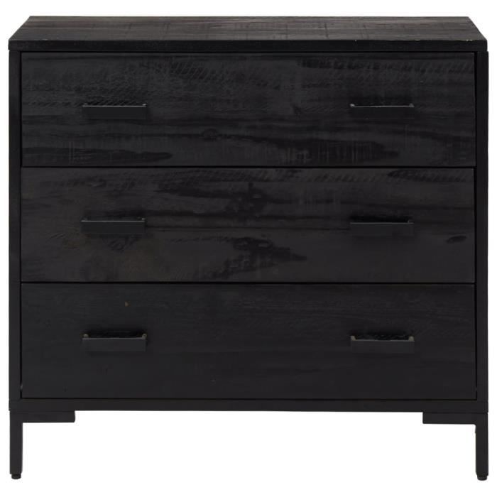VidaXL Commode Noir 75x35x70 cm Bois de pin massif recyclé 349926
