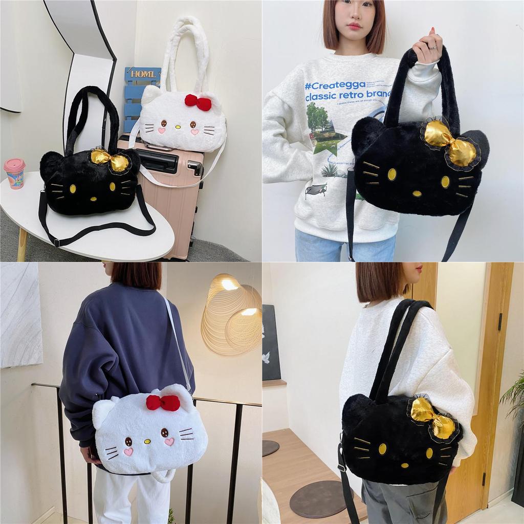 Sac Cabas Peluche Hello Kitty Avec Fermeture Éclair Pour un Usage Quotidien Décontracté