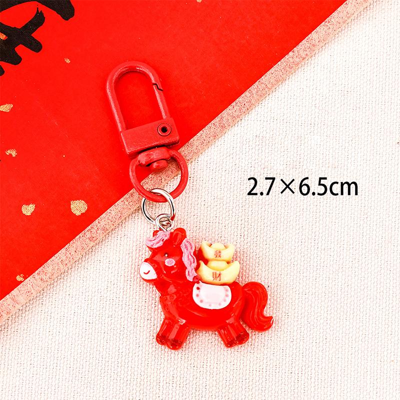 1/7 Stück Cartoon Jahr des Pferdes Schlüsselanhänger Niedlicher Harz-Pony-Schlüsselring Taschendekoration Zubehör Jahresanhänger Kleine Geschenke