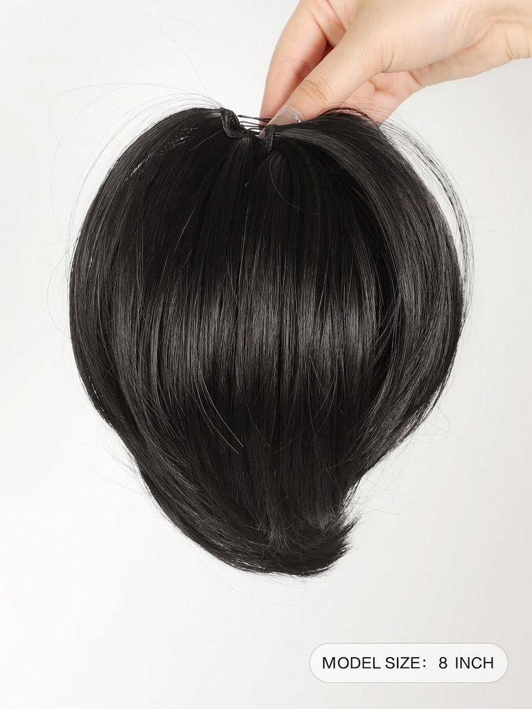 Synthetische, kurze, unordentliche, lockige Haarknotenverlängerung, leicht dehnbares Haar, Doppelkämme, Clip-In-Pferdeschwanz mit elastischer Bandverlängerung, Pferdeschwanz-Haarteile