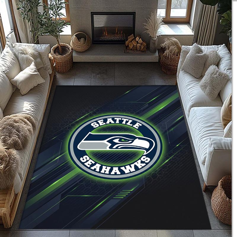 Tappeto in Velluto Cristallo Seattle Seahawks Morbido Anti?Tappetino Antiscivolo Comodo per Casa Soggiorno Camera da Letto Tappeto Decorativo