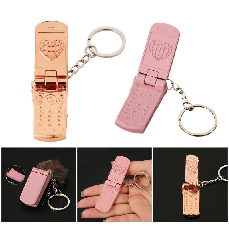 Portable Flip Rotating Small Phone Keychain Charm Pendant With Full Zinc Alloy Designs for Personalize Decoration