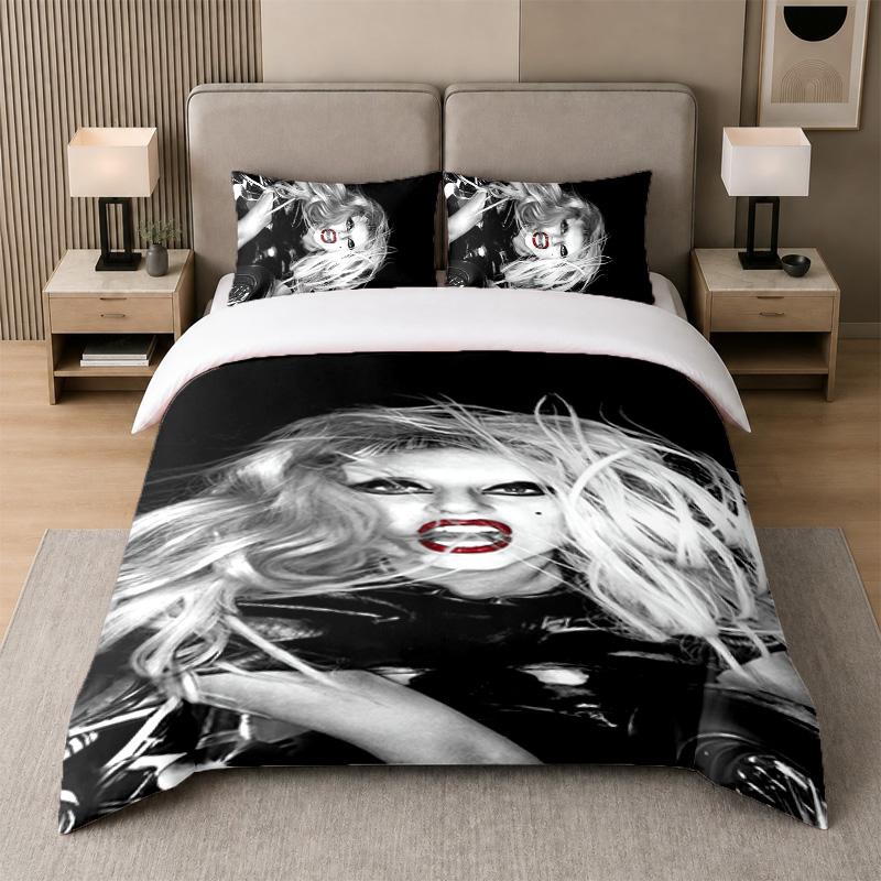Juego de Cama de 3 Piezas, Lady Gaga 1 Funda Nórdica y 2 Fundas de Almohada, Decoración de Ropa de Cama Estampada Para Habitación de Invitados